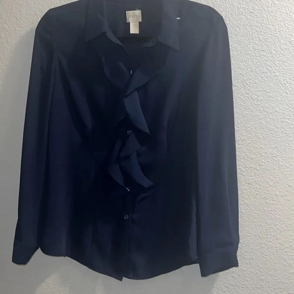 ✨Chicos Ruffle-Front Sz 0 Shirt✨ - Picture 5 of 9